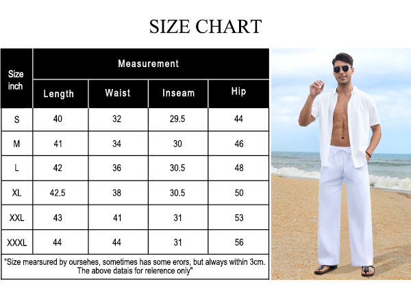 Men''s Drawstring Linen Pants Casual Summer Beach Loose Trousers