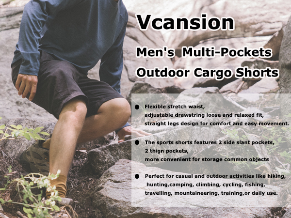 Men''s Casual Cotton Loose Fit Lightweight Multi-Pockets Cargo Shorts