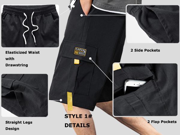 Men''s Casual Cotton Loose Fit Lightweight Multi-Pockets Cargo Shorts