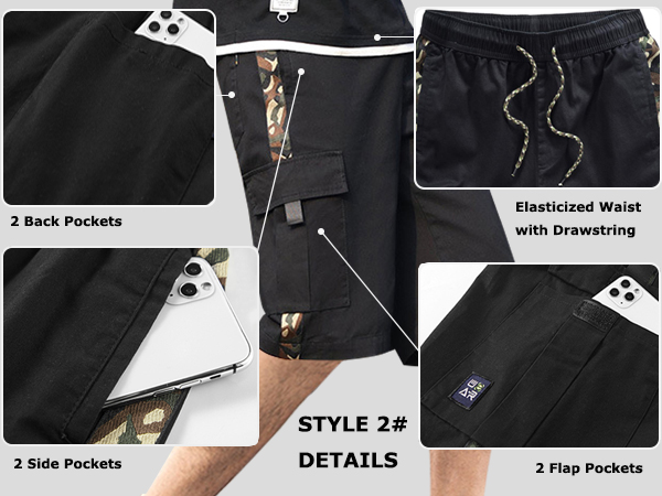 Men''s Casual Cotton Loose Fit Lightweight Multi-Pockets Cargo Shorts