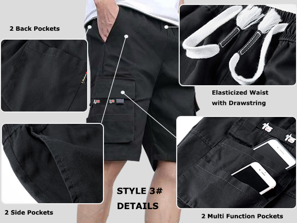 Men''s Casual Cotton Loose Fit Lightweight Multi-Pockets Cargo Shorts