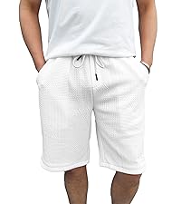 HOTake Men&amp;#39;s Casual Beach Shorts Drawstring Elastic Waist Waffle Texture Shorts for Men
