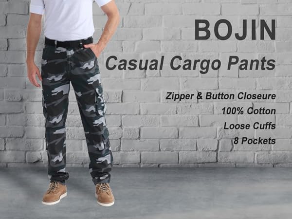 Cargo Pants Casual Military Army Camo Relaxed Fit Cotton Combat Camouflage Cargo Work Pants