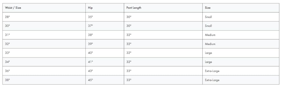 SIZE CHART