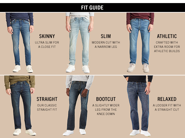 Image collage with waist-down images of male models wearing Levi''s denim