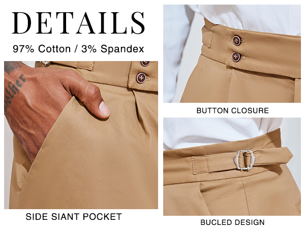 PASLTER Mens Chinos Pants Slim Fit Tapered Cotton Dress Cropped Pants