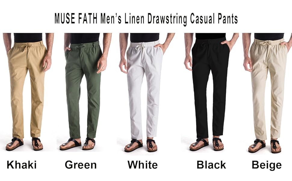 MUSE FATH Men’s Linen Drawstring Casual Beach Pants
