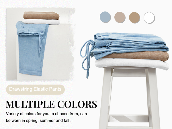 PASLTER Mens Casual Pants Drawstring Elastic Waist Loose Fit Lightweight Tapered Chino Pants