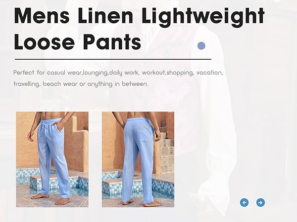 Mens  Casual Linen Pants