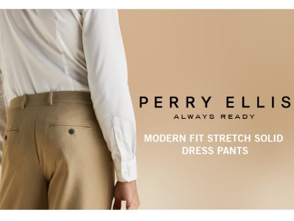 Perry Ellis Portfolio Men''s Modern Fit Solid Stretch Resolution Dress Pant