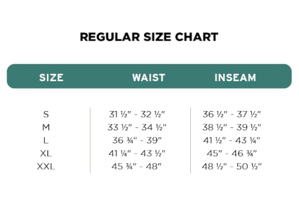 Regular Size Chart  