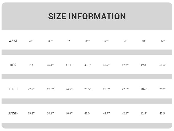 mens pants size chart