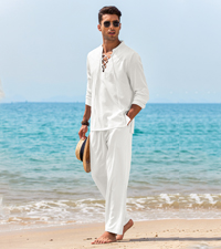 mens linen shirts and pants set
