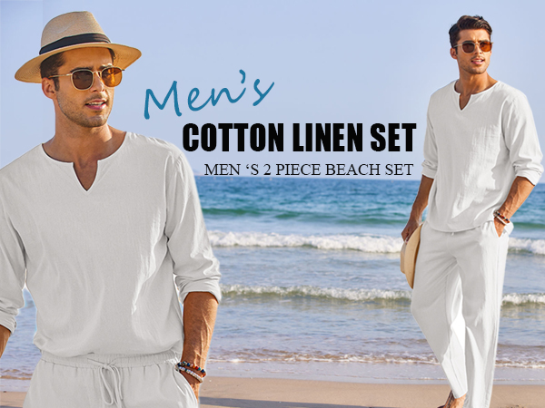 mens cotton linen set