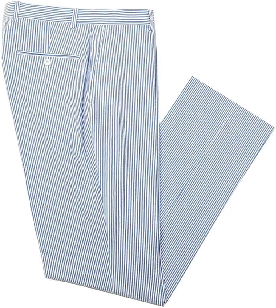 Mens Summer Slacks Mens Sear Sucker Slim Fit Suit Separate Pants Trousers
