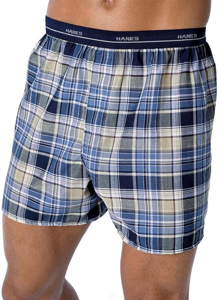 Hanes Mens 5-Pack Woven Exposed Waistband Boxers