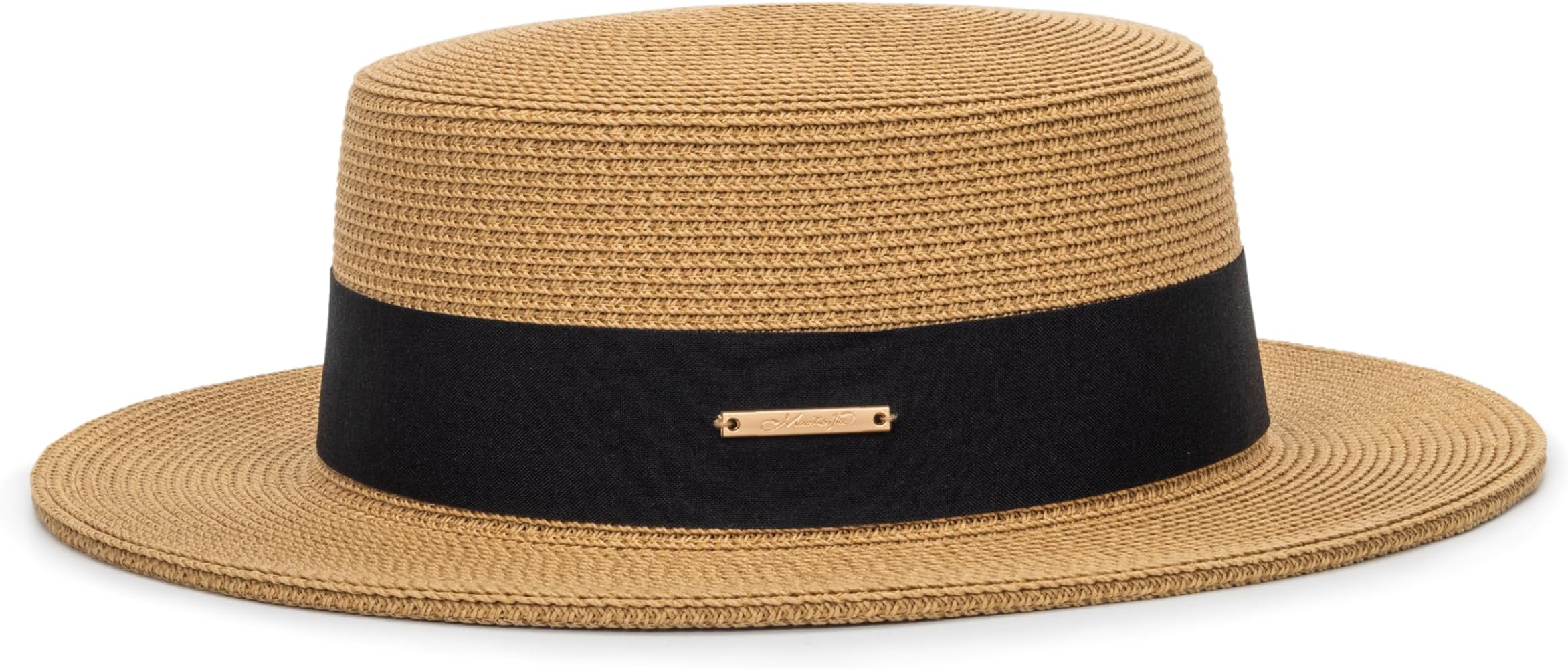Women-Men-Summer Straw-Boater-Fedora Wide-Brim Panama-Hat Foldable-Beach-Hat - Packable Sun Protection Straw Braid Cap 22.4"