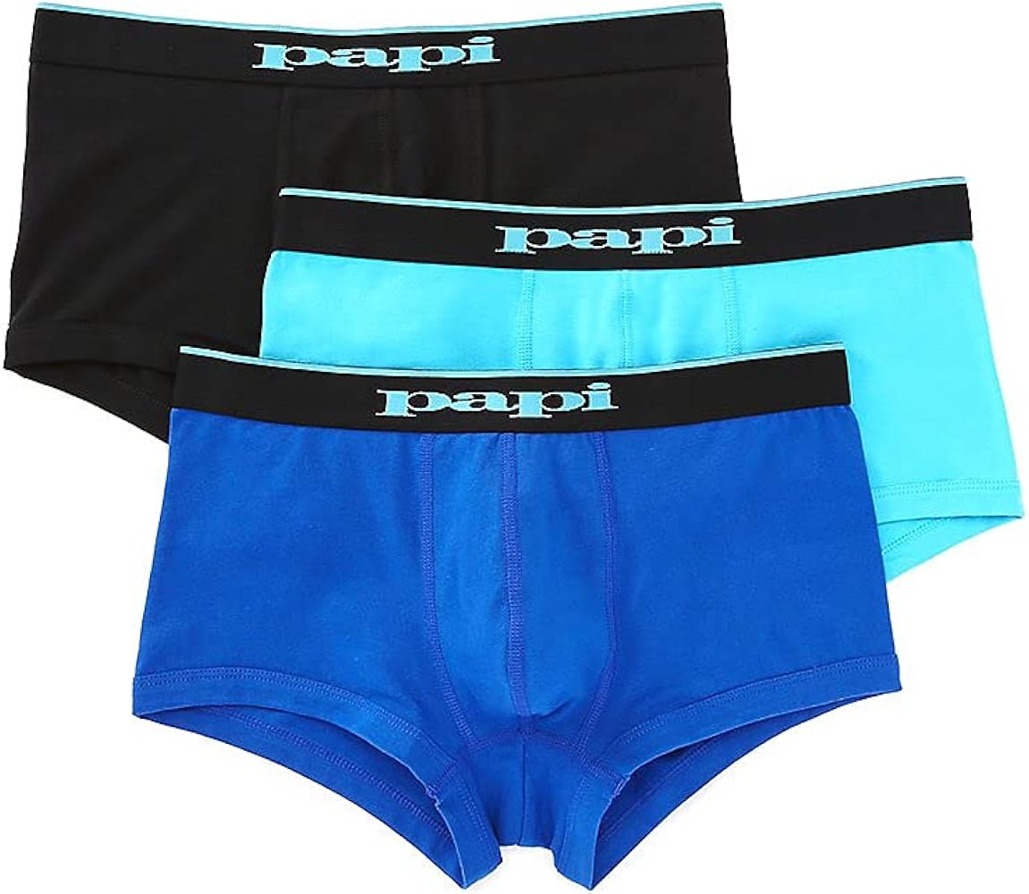 Papi Men's Stylish Brazilian Solid and Print Trunks (3-Pack of Men's Underwear)