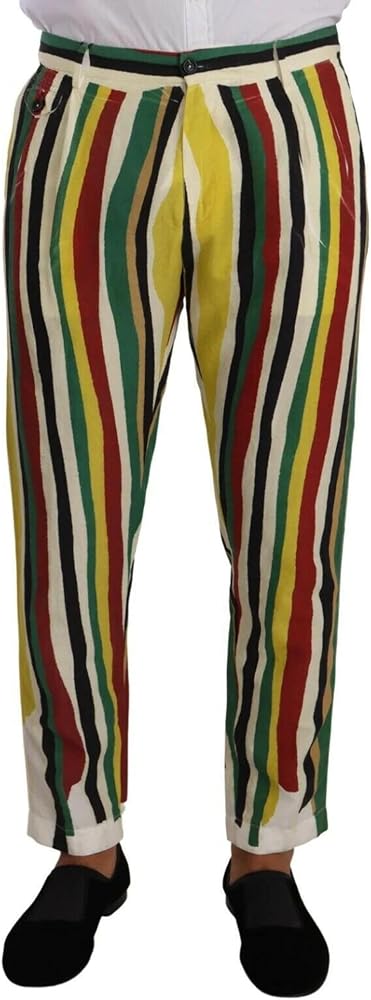 Dolce & Gabbana Multicolor Striped Linen Cotton Men's Pants