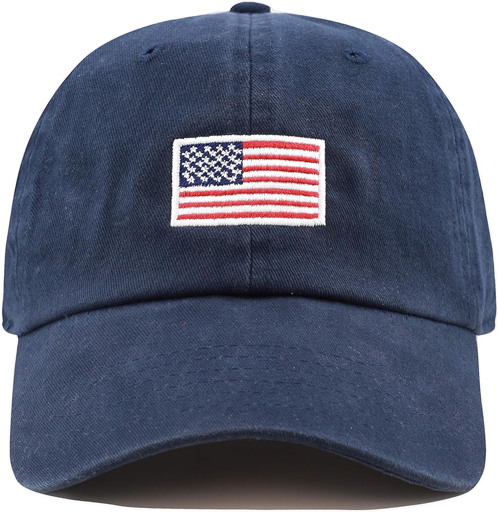 USA Flag & Embroidery Premium 100% Cotton Low Profile Adjustable Baseball Dad Cap