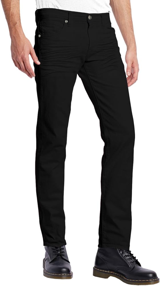 ETHANOL Mens Comfy Stretch Slim Fit Straight Casual Pants with 5 Pockets Design Pants