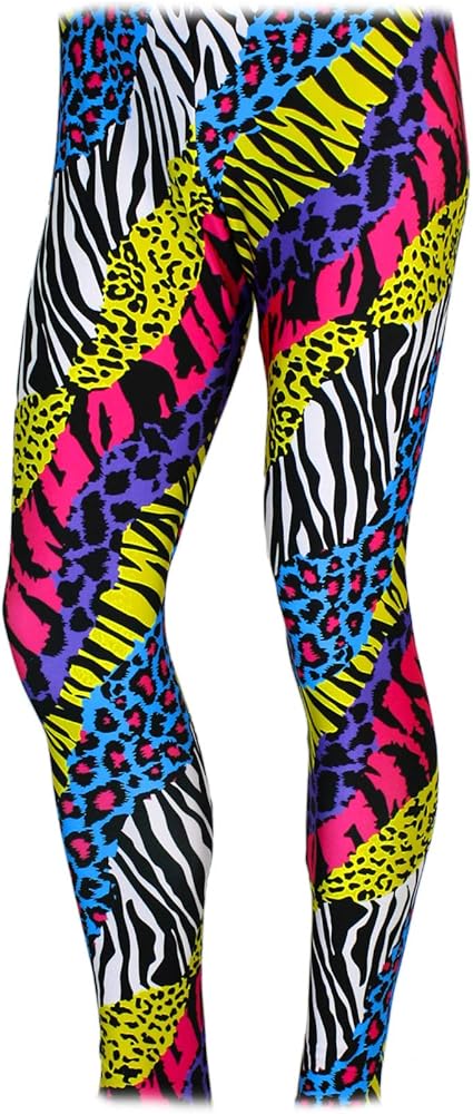 Largemouth Men's 80's Heavy Metal Pants Neon Rainbow Animal Print