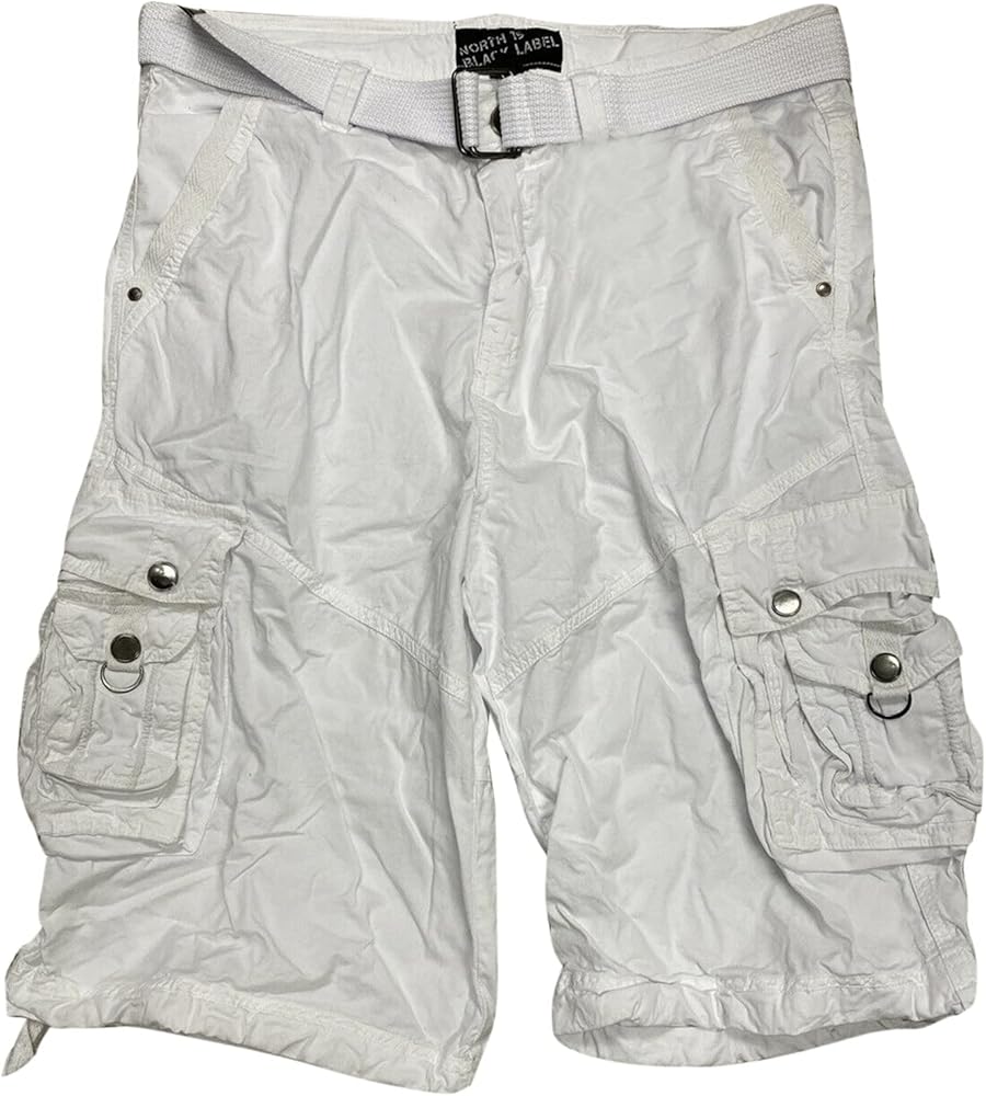 Flash Apparel Mens Cargo Shorts 100% Cotton Relaxed Fit Cargo Short with Belt Small Sizes Big and Tall Sizes