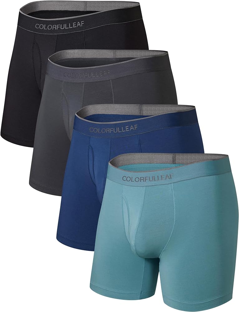 COLORFULLEAF Mens Underwear Modal Microfiber Boxer Briefs Breathable and Soft Trunks for Men Multipack